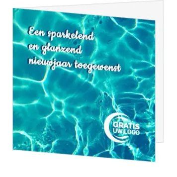 Kerstkaart met helder water en glanzende nieuwjaarswens