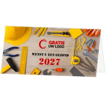 kerstkaart met gereedschap en jaartal 2027