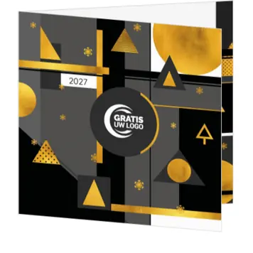 kerstkaart met goud, zwart en 2027