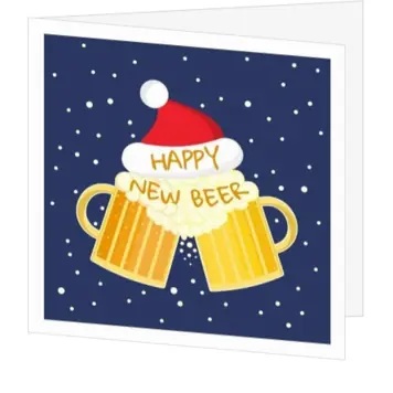 Humor kerstkaart met proostende bierglazen