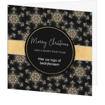 Luxe kerstkaart met gouden sneeuwvlokken