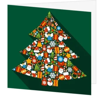 Kerstkaart met kerstboom van kleine figuurtjes