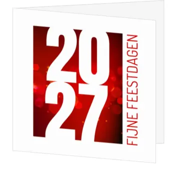 kerstkaart met jaartal 2027 in rood design