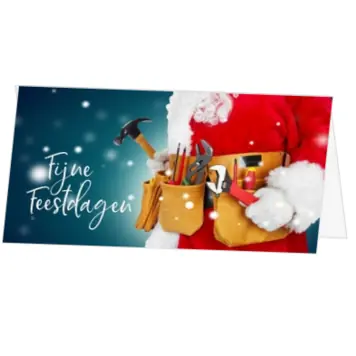 kerstkaart met humoristische kerstman en gereedschap