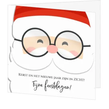 kerstkaart met kerstman en bril
