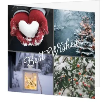 Kerstkaart met wintercollage en Best Wishes