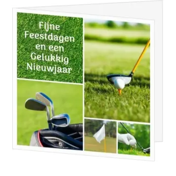 kerstkaart met golfbeelden en groene feestdagenlook