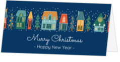 Kerst- en nieuwjaarskaart rijtje huizen