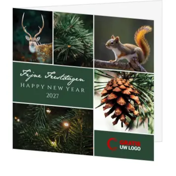 Kerstkaart met natuurfoto’s en jaartal 2027