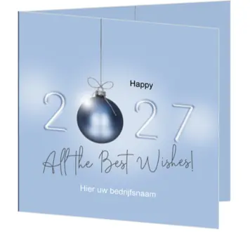 kerstkaart met kerstbal en jaartal 2027