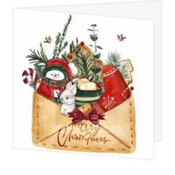 kerstkaart met envelop vol winterse kerstdetails