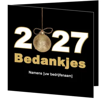 kerstkaart met 2027 bedankjes en gouden kerstbal