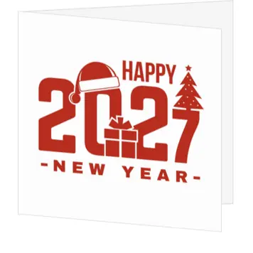 kerstkaart met Happy 2027 in rood