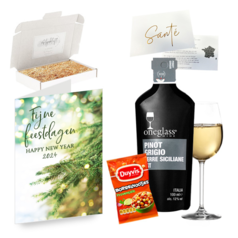 Borrel giftbox One glass Wine - Kersttak groen