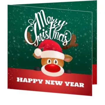 kerstkaart met Rudolf en Merry Christmas