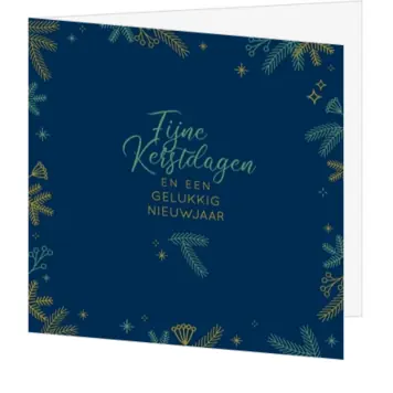 Kerstkaart met fijne typografie en winterse takjes