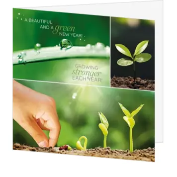 kerstkaart met groene natuurbeelden en groei