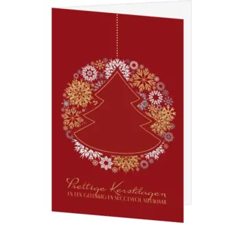 kerstkaart met kerstboom van sneeuwvlokken