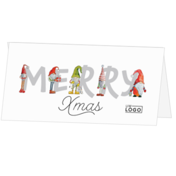 Kerstkaart met kabouters en Merry Xmas