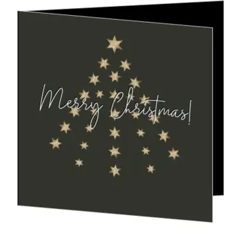 kerstkaart met kerstboom van gouden sterren