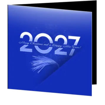 kerstkaart met 2027 in modern blauw design