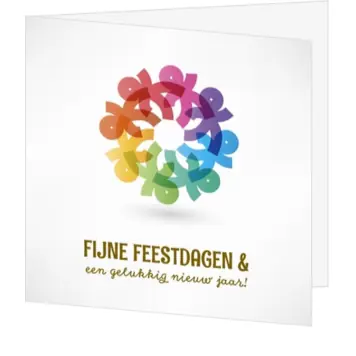 Kerstkaart met kleurrijke cirkel van poppetjes