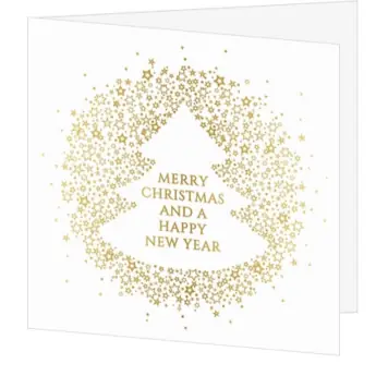 kerstkaart met gouden sterrenkrans