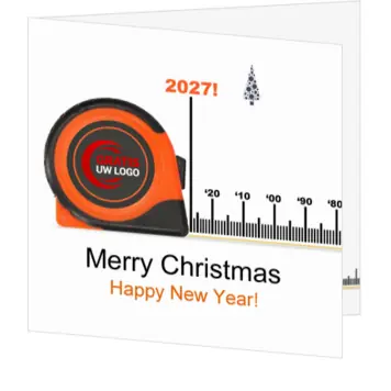 kerstkaart met rolmaat en jaartal 2027