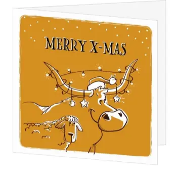 kerstkaart met cartoon dieren en Merry X-Mas