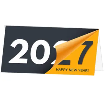 kerstkaart met omgeslagen hoek en jaartal 2027