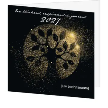 kerstkaart met gouden lichtpuntjes en 2027