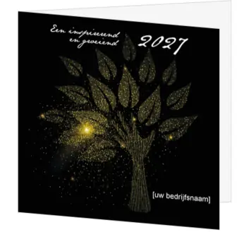 kerstkaart met gouden boom en 2027