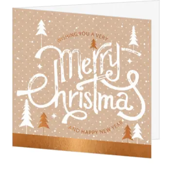 kerstkaart met Merry Christmas in handlettering