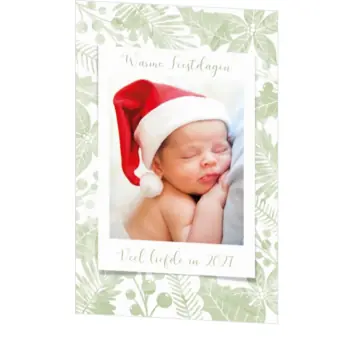 kerstkaart met eigen foto, kerstgroen en 2027