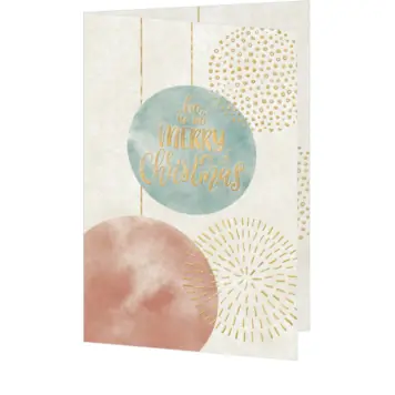 kerstkaart met abstracte kerstballen en goudlook