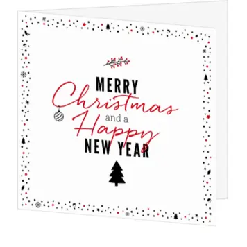 kerstkaart met Merry Christmas and a Happy New Year