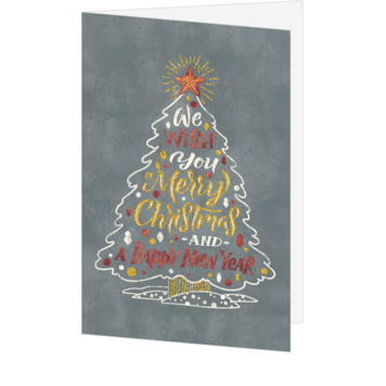 Kerstkaart met typografische kerstboom