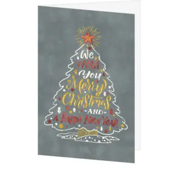 kerstkaart met typografische kerstboom