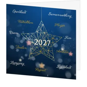 kerstkaart met grafische ster en 2027