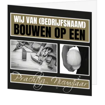 kerstkaart met bouwthema en stijlvol nieuwjaarsdesign
