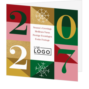 Kerstkaart met logo en jaartal 2027