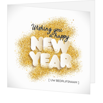 Feestelijke kerstkaart met gouden nieuwjaarswens
