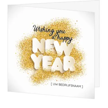 Feestelijke kerstkaart met gouden nieuwjaarswens