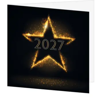 Kerstkaart met gouden ster en 2027