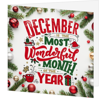 Kerstkaart met typografie en winterse decembertekst