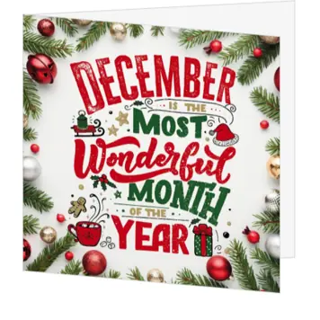 kerstkaart met typografie en winterse decembertekst