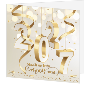 Kerstkaart met jaartal 2027 in goud