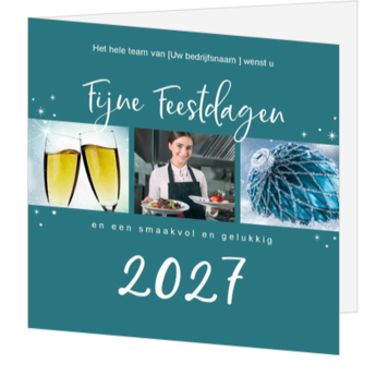 Kerstkaart met foto's, kerstbal en jaartal 2027