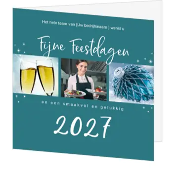 kerstkaart met foto's, kerstbal en jaartal 2027