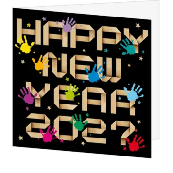 kerstkaart met gouden Happy New Year 2027
